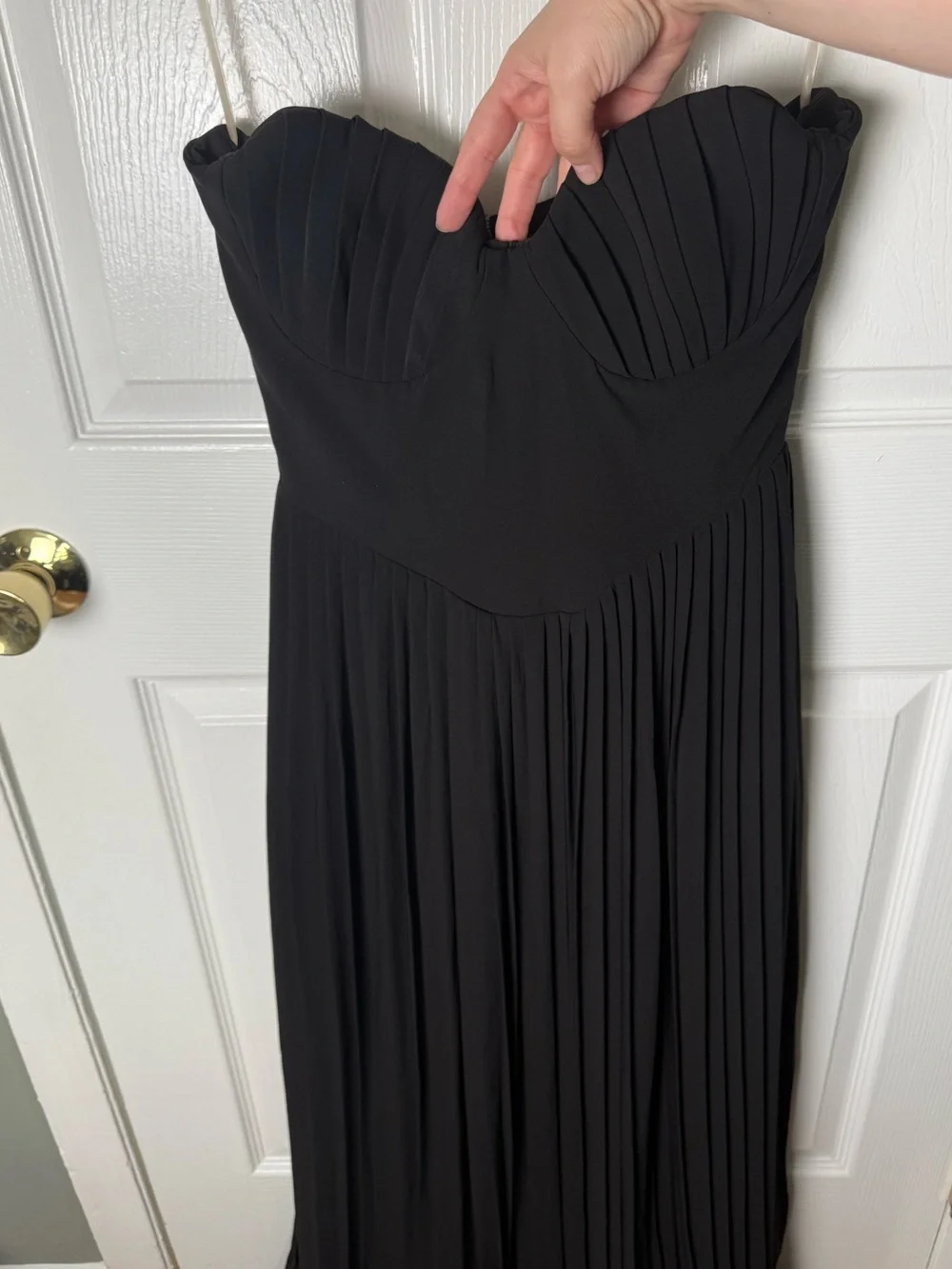 House of CB Marcella Black Georgette Pleated Maxi Dress M - Picture 3 of 10